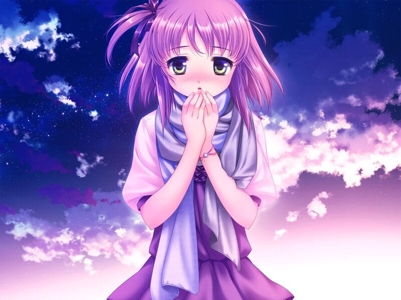 anime girl with purple hair