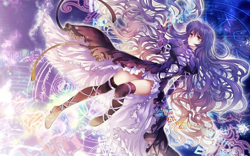 anime girl with purple hair