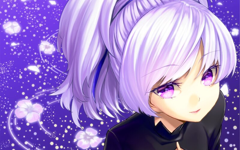 anime girl with purple hair