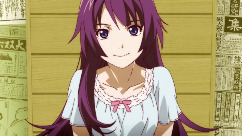 anime girl with purple hair
