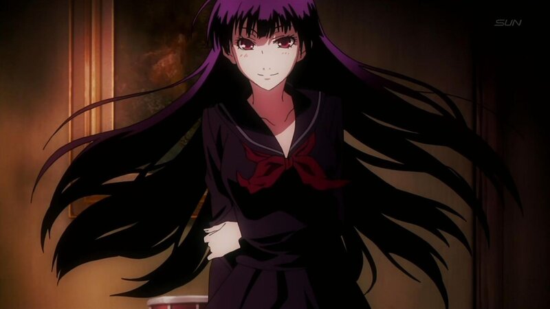 anime girl with purple hair