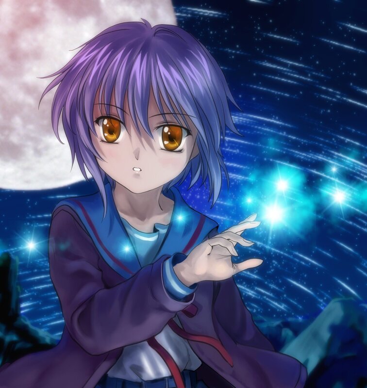 anime girl with purple hair