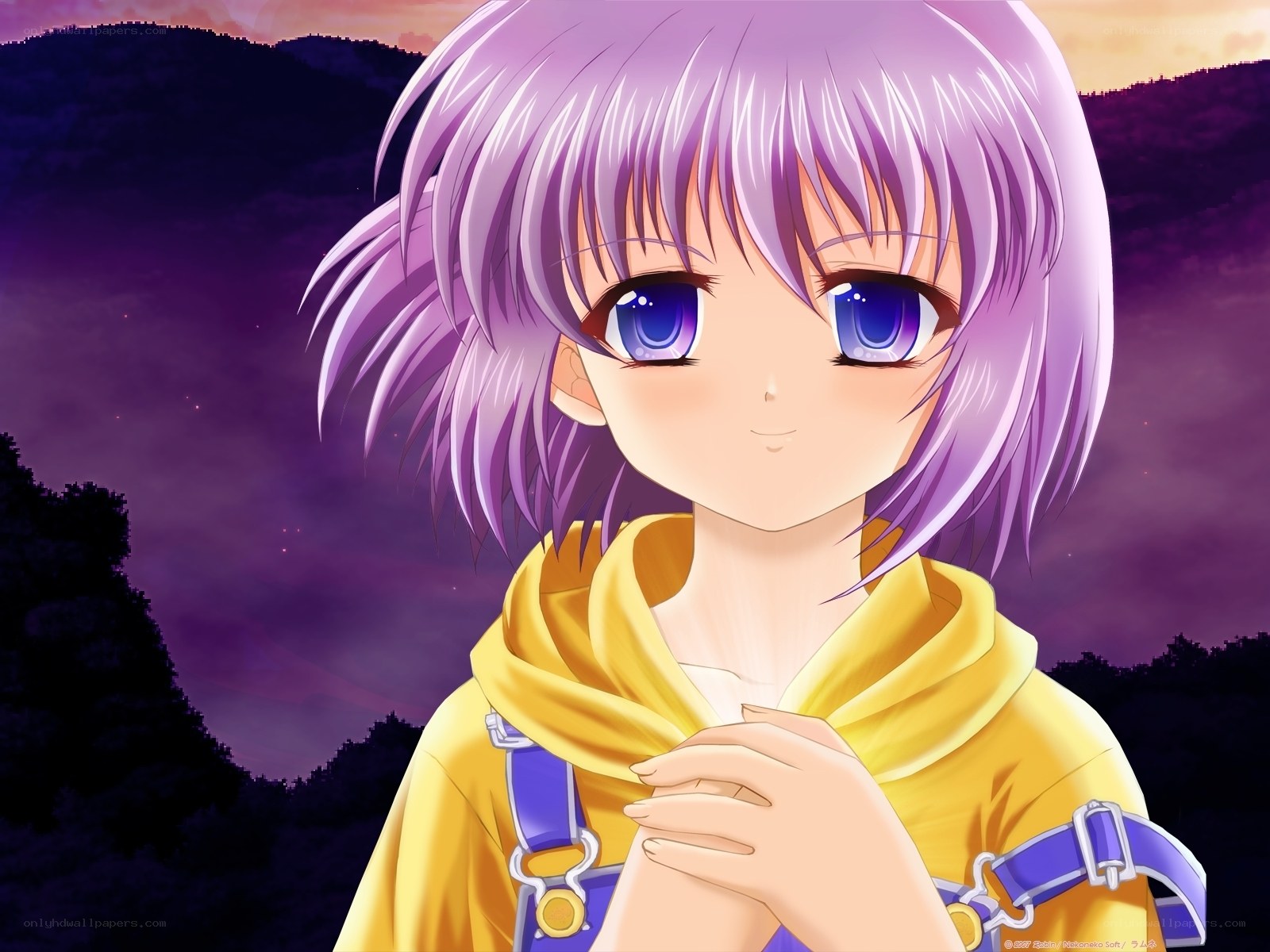 anime girl with purple hair