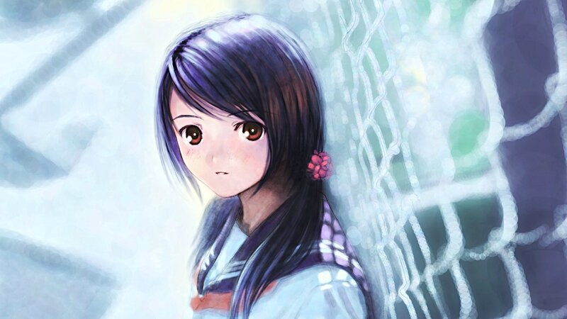 anime girl with purple hair