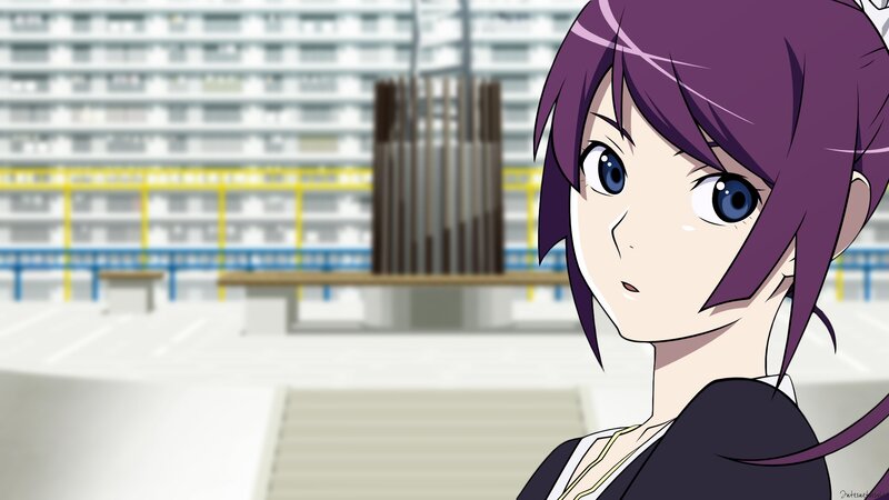 anime girl with purple hair