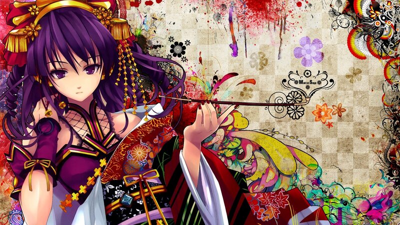anime girl with purple hair