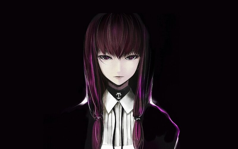 anime girl with purple hair