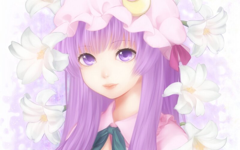 anime girl with purple hair