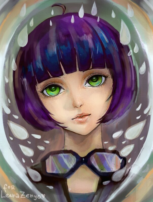anime girl with purple hair