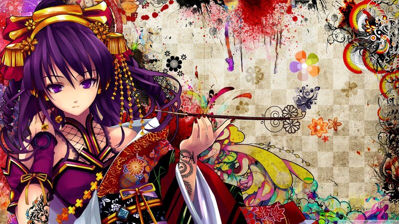 anime girl with purple hair