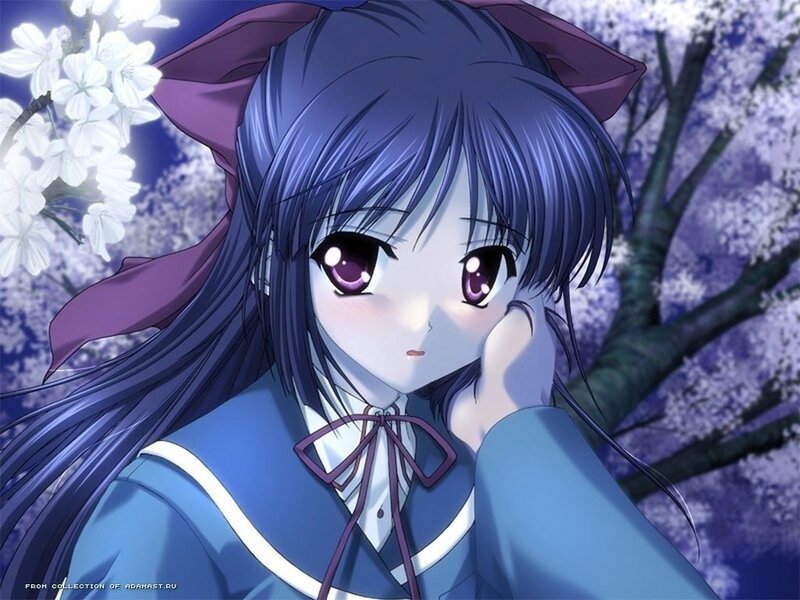 anime girl with purple hair