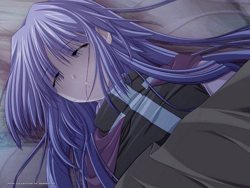 anime girl with purple hair