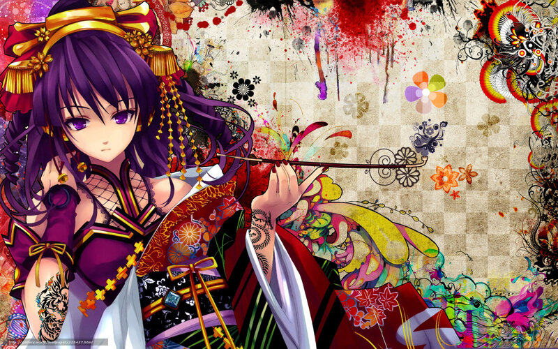 Anime girl with purple hair