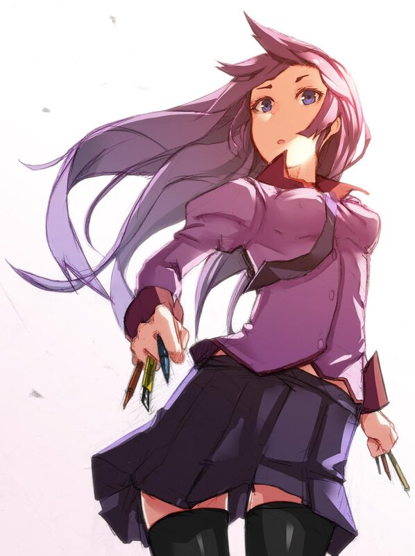 anime girl with purple hair