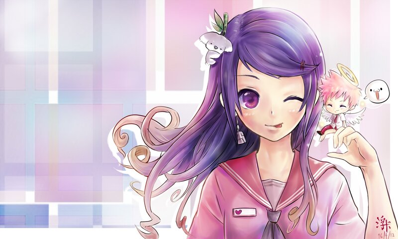 anime girl with purple hair