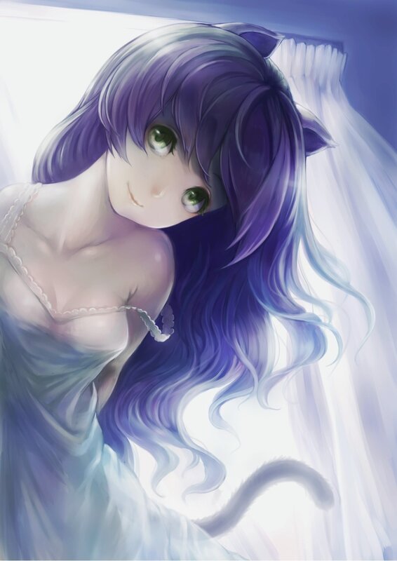 anime girl with purple hair