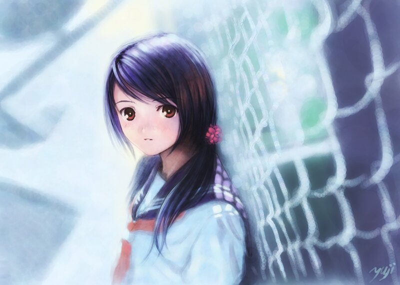 anime girl with purple hair