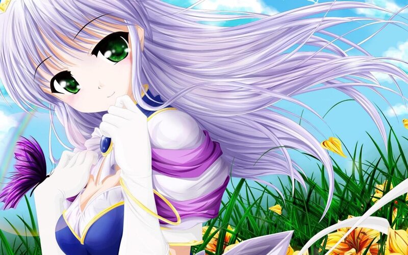 anime girl with purple hair