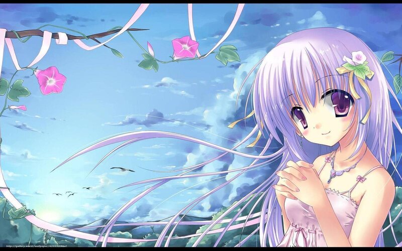 anime girl with purple hair