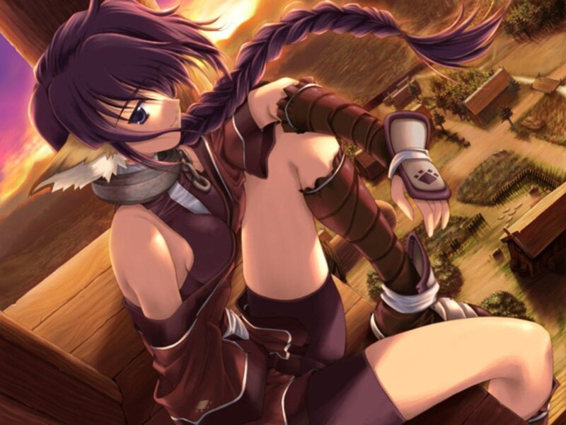 anime girl with purple hair
