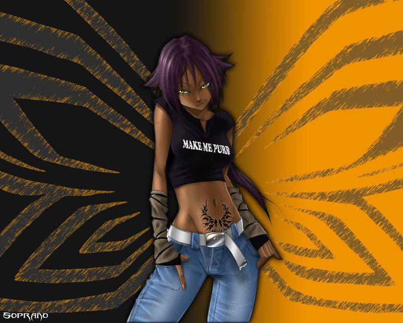 Anime Girl with Purple Hair — Black, Confident