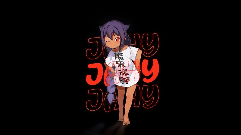 Anime Girl with Purple Hair — Black, Dark