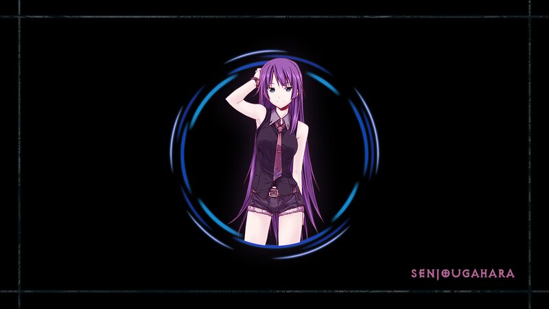 Anime Girl with Purple Hair — Black, Dramatic, School Uniform