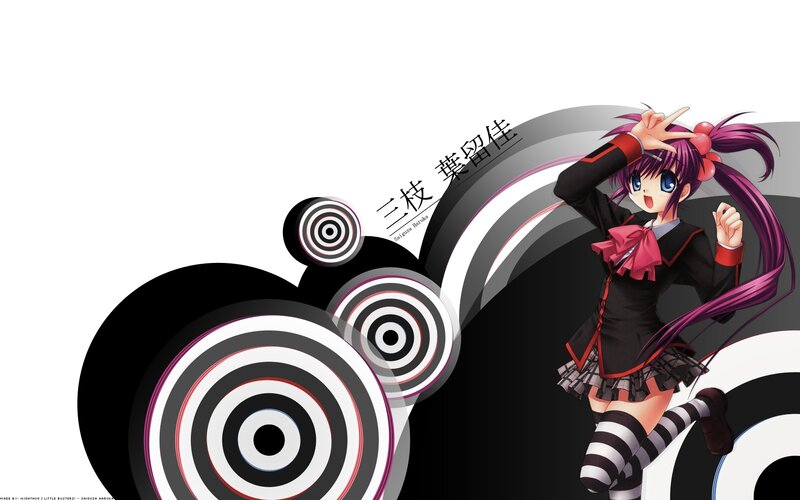 Anime Girl with Purple Hair — Black, Energetic
