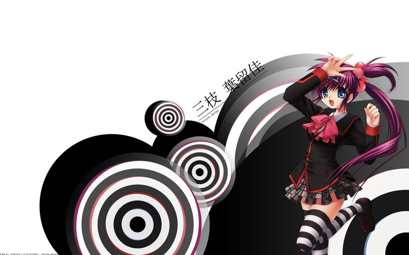 Anime Girl with Purple Hair — Black, Playful