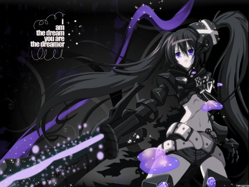 Anime Girl with Purple Hair — Black