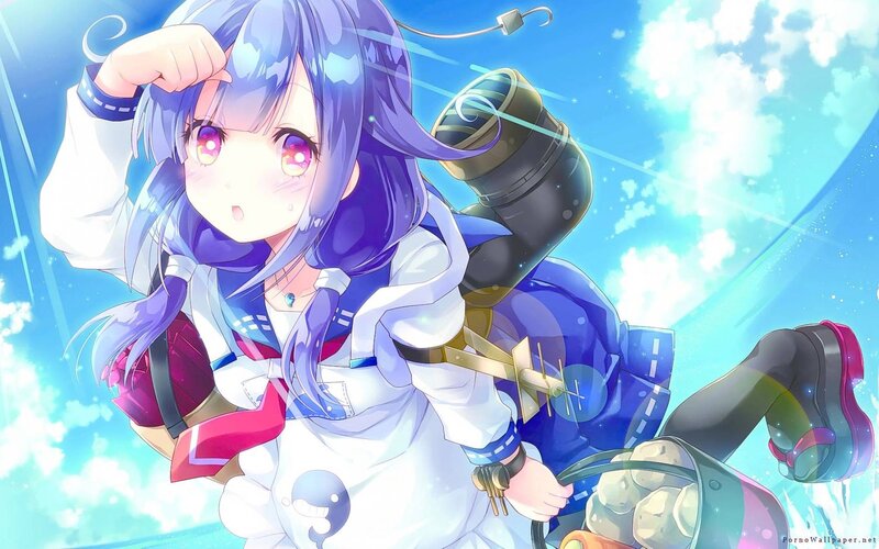 Anime Girl with Purple Hair — Blue, Bright, Energetic