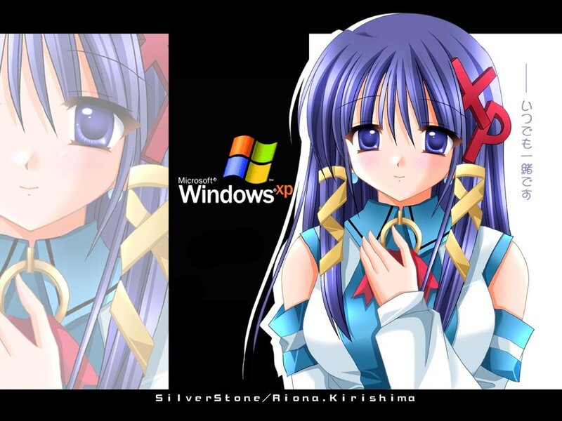 Anime Girl with Purple Hair — Blue, Calm, Windows Xp Logo