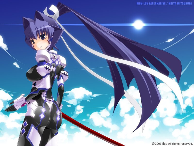 Anime Girl with Purple Hair — Blue, Dramatic, Afternoon