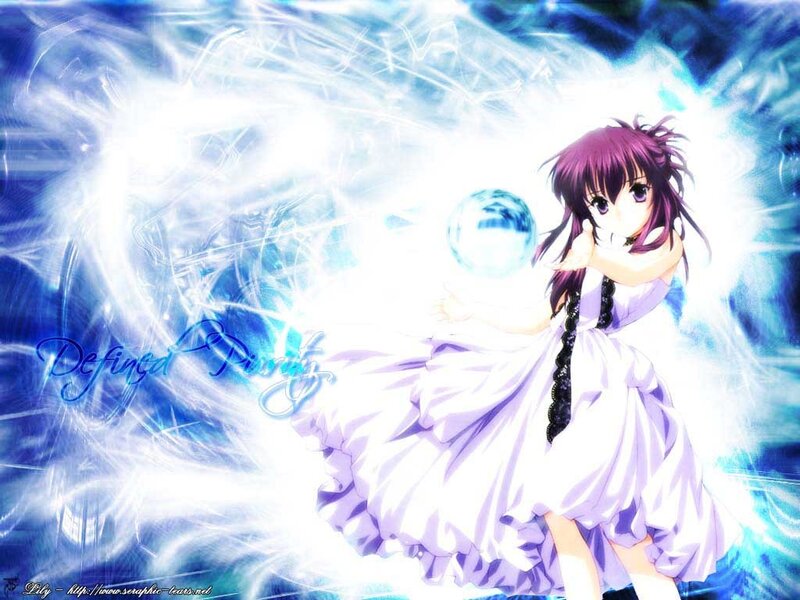 Anime Girl with Purple Hair — Blue, Dramatic, Dress