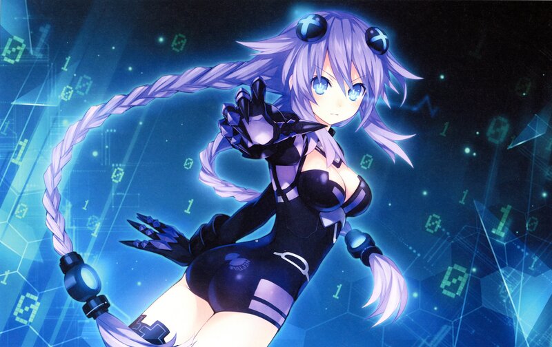 Anime Girl with Purple Hair — Blue, Dramatic, Night, Binary Code