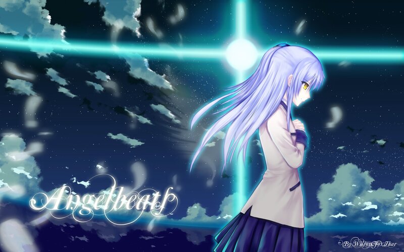 Anime Girl with Purple Hair — Blue, Dramatic, Night, Night Sky, Clouds