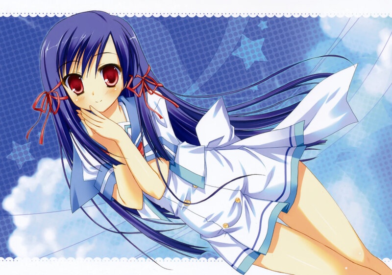 Anime Girl with Purple Hair — Blue, Dreamy