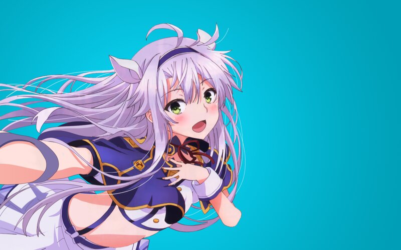 Anime Girl with Purple Hair — Blue, Energetic