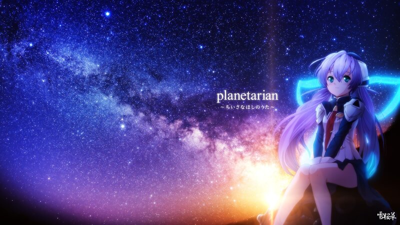 Anime Girl with Purple Hair — Blue, Serene, Night, Digital Art, Galaxy
