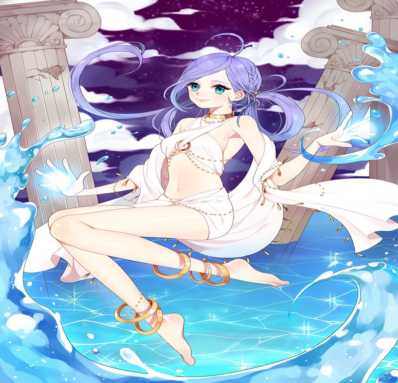 Anime Girl with Purple Hair — Blue, Serene, Night