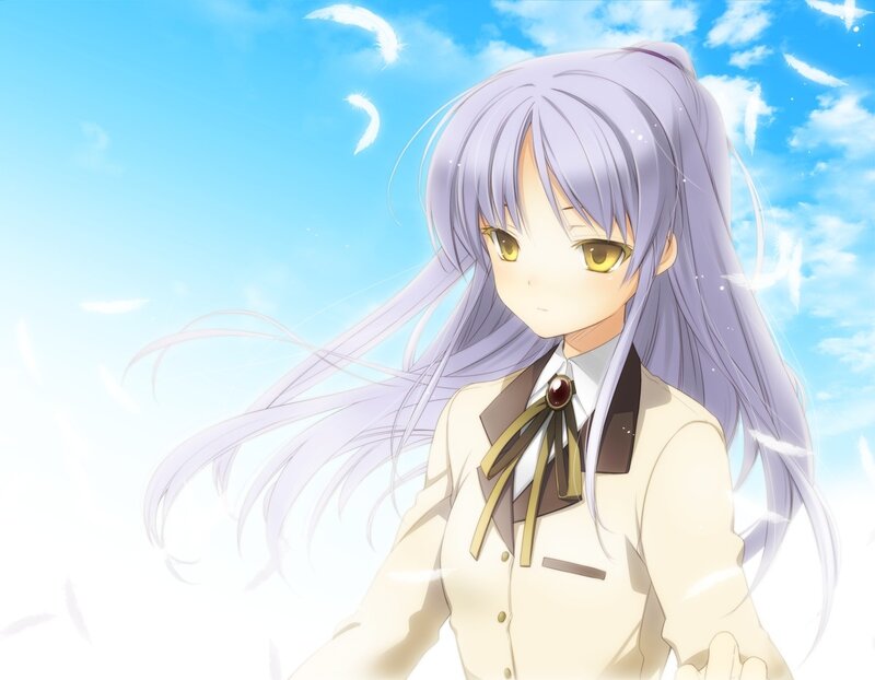 Anime Girl with Purple Hair — Blue, Serene