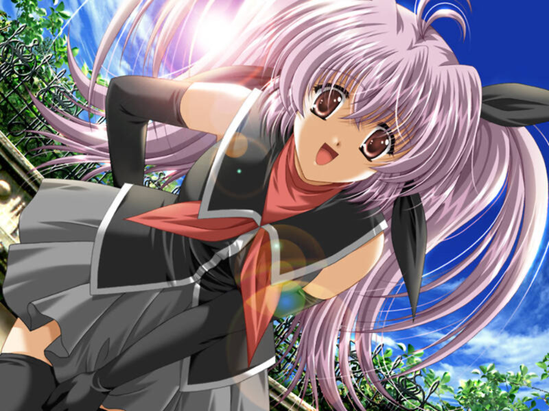 Anime Girl with Purple Hair — Bright, Energetic