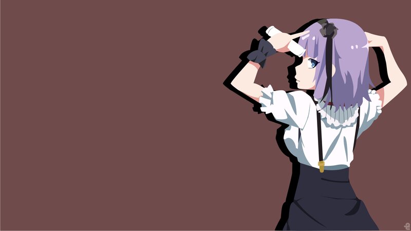 Anime Girl with Purple Hair — Brown, Calm