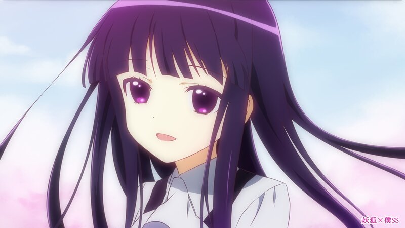 Anime Girl with Purple Hair — Calm, Afternoon, School Uniform, Sky