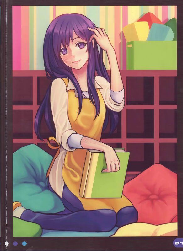 Anime Girl with Purple Hair — Calm, Book