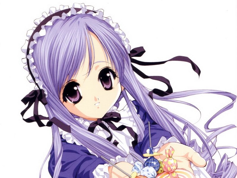 Anime Girl with Purple Hair — Calm, Candy