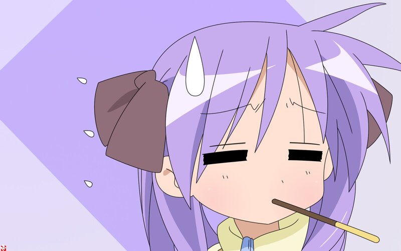 Anime Girl with Purple Hair — Calm, Chopsticks