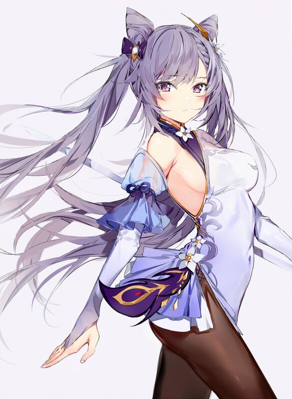 Anime Girl with Purple Hair — Calm, Digital Art, Cat Ears, Long Hair