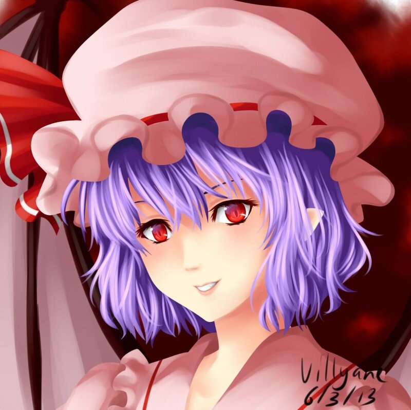 Anime Girl with Purple Hair — Calm, Digital Art, Red Eyes