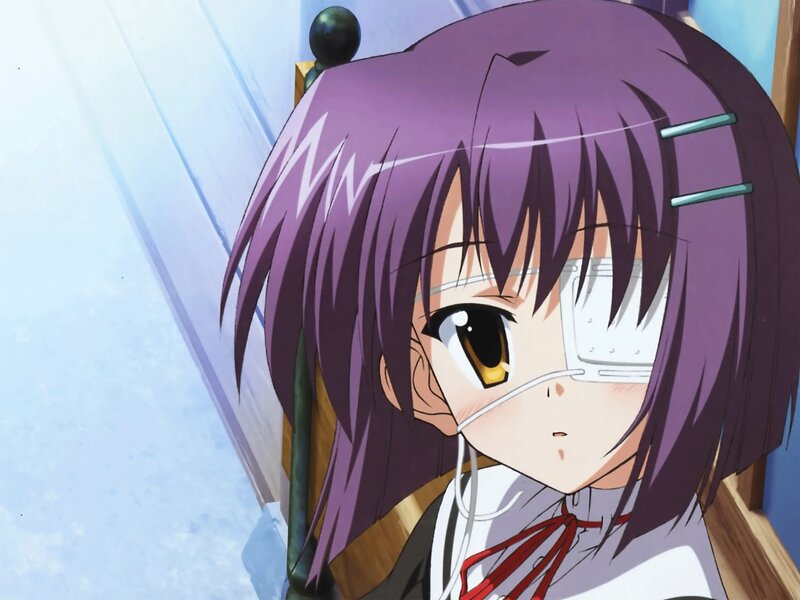 Anime Girl with Purple Hair — Calm, Eyepatch